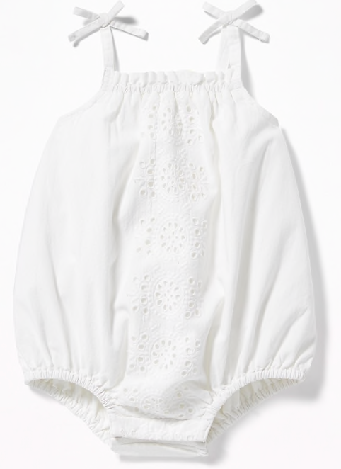 White romper for monthly baby pictures