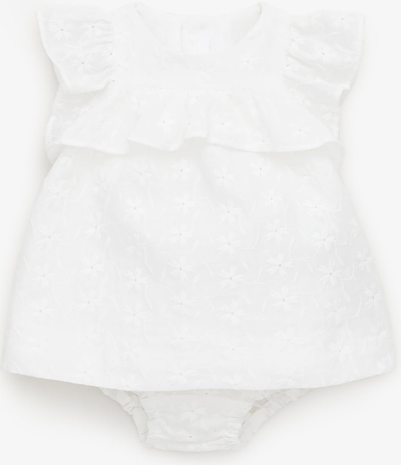 White Floral Dress for Monthly Baby Pictures
