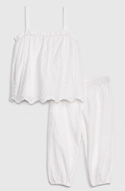 Baby eyelet outfit set