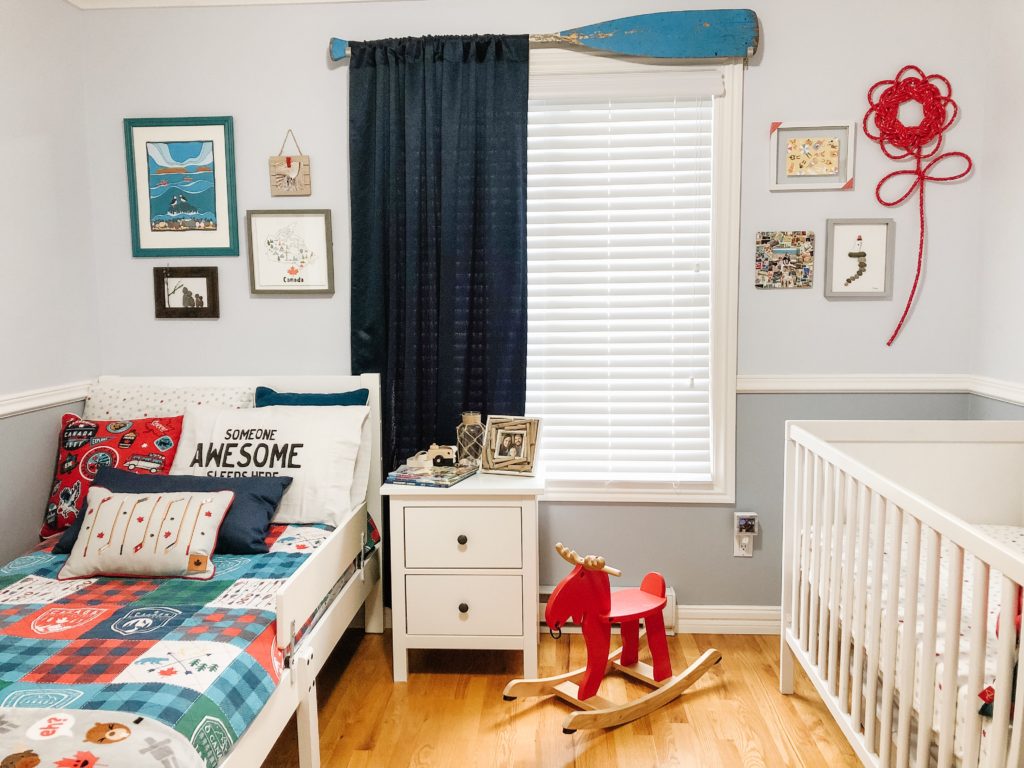 Canada theme child bedroom with gallery wall