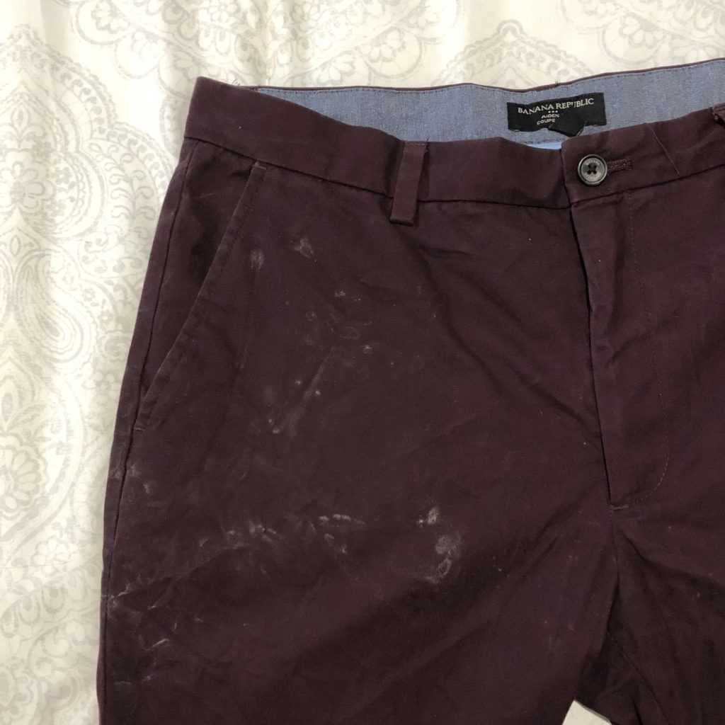 pants with soap residue